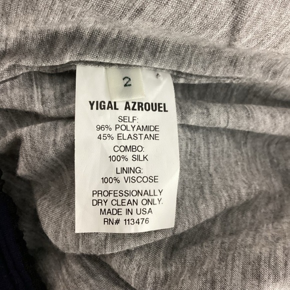 Yigal Azrouël Sheer Striped Bodycon Dress with Floral Trim Navy 2 - Picture 7 of 7